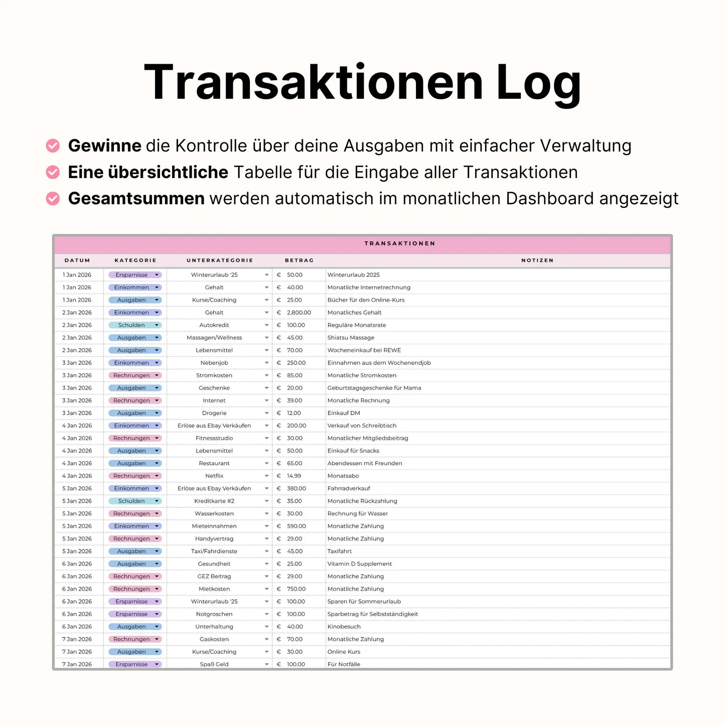 Haushaltsbuch Plus - Pink Edition